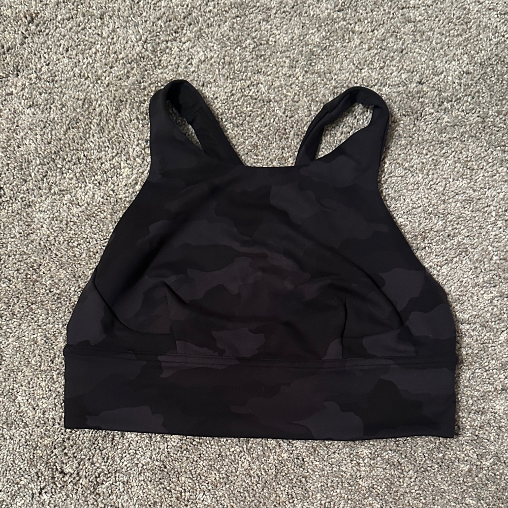 Lululemon Women’s High-Neck Black Camouflage Sports Bra